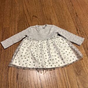 Losan Chic Girls Dress White and Grey Size 6-9 Months